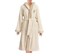 Lisola Accappatoio Uomo e Donna, Accappatoio Personalizzato, con Iniziale, per Hotel e Luxury SPA, in Spugna di Cotone e Lino, con Cappuccio, Taglia S, Lettera H. Modello: Santiago