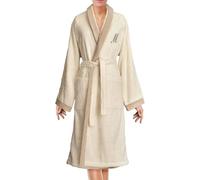 Lisola Accappatoio Uomo e Donna, Accappatoio Personalizzato, con Iniziale, per Hotel e Luxury Spa, in Spugna di Cotone e Lino, Senza Cappuccio, Taglia S, Lettera M. Modello: Santiago