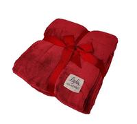 Lisola Coperta Plaid in Micropile, Morbida, 150x200cm Tinta Unita, Modello Ricciolone, Colore Rosso