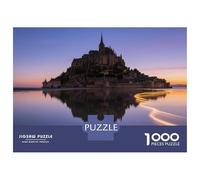 L'isola di Mont Saint-Michel Jigsaw Puzzle punto panoramico 1000 Pezzi Cartone Riciclato Per Uomo E Donna, Rilassante Sfida, Regalo Compleanno Originale Immagini Vibranti 52x38cm/1000pcs