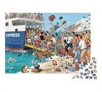 L'isola greca traghetto imbarco caos Puzzle in Legno Impermeabile DIY Puzzles Da 1000 Pezzi Regali Per Adulti Colorati Giochi Educativi