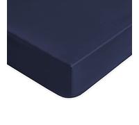 Lisola Lenzuolo Sotto con Angoli Alla Francese, 100% in Cotone Pregiato, Made in Italy, 140x200x30cm, Tinta Unita. Modello: Tortona, Blu Navy