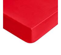 Lisola Lenzuolo Sotto con Angoli Una Piazza e Mezzo, 100% in Cotone Pregiato, Made in Italy, 120x200x30cm, Tinta Unita. Modello: Tortona, Rosso