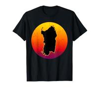 L'isola Sardegna Mappa retrò Tramonto in Italia Maglietta