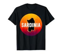 L'isola Sardegna Mappa retrò Tramonto in Italia Maglietta