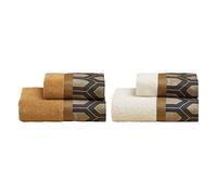 Lisola Set Asciugamani da Viso e Bidet, 2 Asciugamani 110x60 cm + 2 Asciugamani 60x40 cm, in Spugna di Cotone 430 gr/mq, con Balza in Raso. Modello: Royal