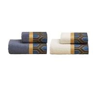 Lisola Set Asciugamani da Viso e Bidet, 2 Asciugamani 110x60 cm + 2 Asciugamani 60x40 cm, in Spugna di Cotone 430 gr/mq, con Balza in Raso. Modello: Royal