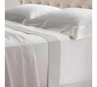 Lisola Set Completo Lenzuola Alla Francese, Cotone e Raso, 1 Lenzuolo da Sopra 220x290cm + 1 Lenzuolo da Sotto 140x200x30cm + 2 Federe 80x50cm, Made in Italy, Modello: Diamante, Grigio Perla