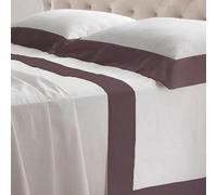 Lisola Set Completo Lenzuola Alla Francese, Cotone e Raso, 1 Lenzuolo da Sopra 220x290cm + 1 Lenzuolo da Sotto 140x200x30cm + 2 Federe 80x50cm, Made in Italy, Modello: Diamante, Melanzana