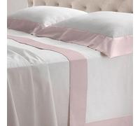 Lisola Set Completo Lenzuola Alla Francese, Cotone e Raso, 1 Lenzuolo da Sopra 220x290cm + 1 Lenzuolo da Sotto 140x200x30cm + 2 Federe 80x50cm, Made in Italy, Modello: Diamante, Rosa Incenso