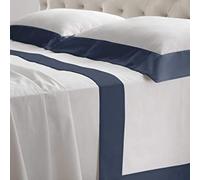 Lisola Set Completo Lenzuola Alla Francese, Cotone e Raso, 1 Lenzuolo da Sopra 220x290cm + 1 Lenzuolo da Sotto 140x200x30cm + 2 Federe 80x50cm, Made in Italy, Modello: Diamante, Blu