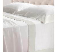 Lisola Set Completo Lenzuola Alla Francese, Cotone e Raso, 1 Lenzuolo da Sopra 220x290cm + 1 Lenzuolo da Sotto 140x200x30cm + 2 Federe 80x50cm, Made in Italy, Modello: Diamante, Avorio