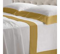 Lisola Set Completo Lenzuola Letto Singolo, Cotone e Raso, 1 Lenzuolo da Sopra 160x290cm + 1 Lenzuolo da Sotto 90x200x30cm + 1 Federa 80x50cm, Made in Italy, Modello: Diamante, Giallo Oro