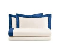 Lisola Set Completo Lenzuola Letto Singolo, Cotone e Raso, 1 Lenzuolo da sopra 160x290cm + 1 Lenzuolo da sotto 90x200x30cm + 1 Federa 80x50cm, Made in Italy, Modello: Diamante, Blu Navy