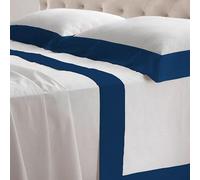 Lisola Set Completo Lenzuola Matrimoniali, Cotone e Raso, 1 Lenzuolo da Sopra 250x290cm + 1 Lenzuolo da Sotto 180x200x30cm + 2 Federe 80x50cm, Made in Italy, Modello: Diamante, Blu Navy