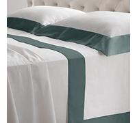 Lisola Set Completo Lenzuola Matrimoniali, Cotone e Raso, 1 Lenzuolo da Sopra 250x290cm + 1 Lenzuolo da Sotto 180x200x30cm + 2 Federe 80x50cm, Made in Italy, Modello: Diamante, Verde Scuro