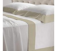 Lisola Set Completo Lenzuola Matrimoniali, Cotone e Raso, 1 Lenzuolo da Sopra 250x290cm + 1 Lenzuolo da Sotto 180x200x30cm + 2 Federe 80x50cm, Made in Italy, Modello: Diamante, Sabbia