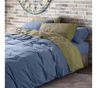 Lisola Set Copripiumino Singolo in Cotone e Lino, effetto Stonewashed Tinto in Capo, Sacco Copripiumino 160x250cm, Lenzuolo da Sotto 90x200x30cm, 1 Federa 50x80cm. Modello: Loira