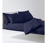 Lisola Set Lenzuola Una Piazza E Mezza, Parure Lenzuola in Cotone Pregiato, Made in Italy, Lenzuolo Sopra 200x290cm + 2 Federe 50x80cm, Tinta Unita. Modello: Tortona, Blu Navy
