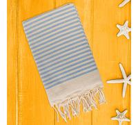 Lisola - Telo Mare Fouta in Puro Cotone, Motivo a Righe Larghe, Ideale per Spiaggia, Mare e Piscina, 100 x 200 centimetri, Colore Australe, Modello: ALMA