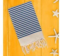 Lisola - Telo Mare Fouta in Puro Cotone, Motivo a Righe Larghe, Ideale per Spiaggia, Mare e Piscina, 100 x 200 centimetri, Colore Cobalto, Modello: ALMA
