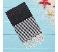 Lisola - Telo Mare Fouta in Puro Cotone, Motivo a Righe Strette, Ideale per Spiaggia, Mare e Piscina, 100 x 200 centimetri, Colore Antracite, Modello: TAL