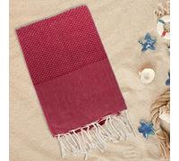 Lisola - Telo Mare Fouta in Puro Cotone, Tinta Unita, Ideale per Spiaggia, Mare e Piscina, 100 x 200 centimetri, Colore Rosso, Modello: HAMMAM