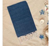 Lisola - Telo Mare Fouta in Puro Cotone, Tinta Unita, Ideale per Spiaggia, Mare e Piscina, 100 x 200 centimetri, Colore Blu Notte, Modello: HAMMAM
