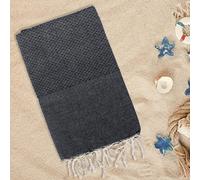 Lisola - Telo Mare Fouta in Puro Cotone, Tinta Unita, Ideale per Spiaggia, Mare e Piscina, 100 x 200 centimetri, Colore Nero, Modello: HAMMAM