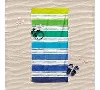 Lisola Telo Mare in Puro Cotone Jacquard, Motivo a Righe Arcobaleno, Ideale per Spiaggia, Mare e Piscina, 90 x 180 centimetri, Modello: Malibù, Colore: Verde/Blu