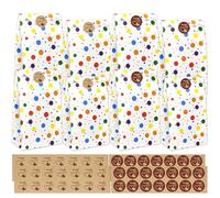 LISOPO 25 sacchetti di carta regalo di compleanno per bambini con 56 adesivi, sacchetti di caramelle, per compleanni, matrimoni, feste, Natale (24 cm x 13 cm x 8'