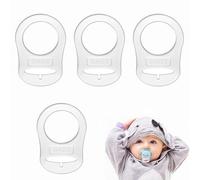 LISOPO 4 pezzi Anello in silicone trasparente per ciuccio, adattatore clip per ciuccio per neonati, supporto per ciuccio per catenine per neonati