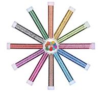 LISOPO Set di 12 glitter per bambini, in gel glitterato, per fai da te, per realizzare biglietti, feste, decorazioni, unghie, corpo, viso, sottile, cosmetici e glitter