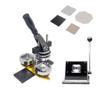 Lissontine 2 x 2 Pollici Kit Badge Maker con Macchina, Compatibile con Acrilico E Cartone Cutter E 100 Forniture, Ideale per Progetti Scuola, Atelier Creativi Machine+Cutter+100pcsMaterials
