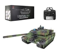 Lissontine Carro Armato RC 1:16 in Metallo con Fumo, Luci LED, Torretta Rotante E BB Sparo - Regalo per Appassionati di Modellismo Militare E Collezione GermanLeopard2A6-Basic