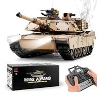 Lissontine Carro Armato RC Modello Militare con Sparo BB E Rinculo Realistico, Carro Armato Telecomandato con Ruote in Metallo 2.4ghz - Perfetto per Ragazzi E Adulti M1A2Abrams-Deluxe