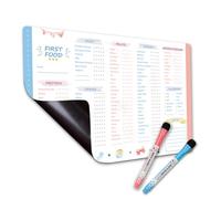 Lista di controllo dei primi alimenti per bambini 12x8, 5 pollici Lista di controllo magnetica degli alimenti per bambini per il frigorifero della cucina Tabella alimentare colorata cancellabile e s