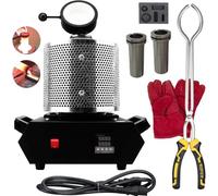 LISTaRSw Forno Elettrico per La Fusione Dell'oro da 1600 W, Macchina per La Fusione Digitale dei Metalli da 1150 ℃/2102 ℉ + Pentola in Grafite da 1/2/3 kg + Serbatoio Dell'olio Black-1KG