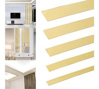 Listelli decorativi in stucco, autoadesivi, per soffitto in acciaio inox, 5 m, strisce a specchio, autoadesive, per pareti, specchi, soffitti, mobili (oro, 1,5 cm)