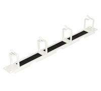 LISTELLO GUIDACAVI PER ARMADI 19" 1 UNITA' 4 ANELLI CON FORO PASSAGGIO CAVI E SPAZZOLA ANTIPOLVERE COLORE GRIGIO IN METALLO