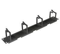 LISTELLO GUIDACAVI PER ARMADI 19" 1 UNITA' 4 ANELLI CON FORO PASSAGGIO CAVI E SPAZZOLA ANTIPOLVERE COLORE NERO IN METALLO