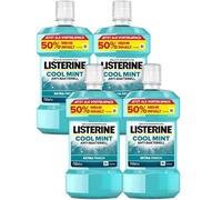 LISTERINE Cool Mint (4 x 750 ml), collutorio antibatterico con oli essenziali e sapore di menta, collutorio combatte efficacemente i batteri nella bocca, perfetto complemento per la cura dentale