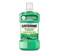 LISTERINE, Collutorio, Difesa Denti e Gengive, Gusto Delicato, Zero Alcol, Tripla Azione, Denti più Forti, Gengive più Sane, Menta Delicata, 500ml