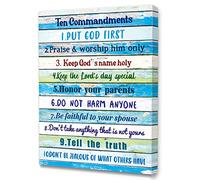LISTNGBO Stampa artistica da parete con versi biblici, 10 comandamenti scritturali, regalo religioso cristiano per cameretta, aula, camera da letto, pronta da appendere, 12 x 15 cm