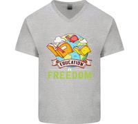 L'istruzione È Libertà Insegnante Maglietta In Cotone A V
