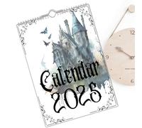 lisutupode Calendario da parete 2025, 12 mesi, motivo castello con pipistrello, stile gotico, per pianificare le vacanze, organizzazione, famiglia, scuola, decorazione da parete