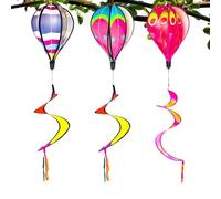 lisutupode Girandoli a vento a forma di mongolfiera, 3 pezzi, decorazione rotante arcobaleno, giocattolo a mongolfiera, per esterni, giardino, estate, inverno, cortile, notte, fattoria, vacanze