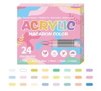 lisutupode Pennarelli acrilici | Set di 24 colori, a base d'acqua resistente alla luce punte per graffiti in legno ardesia bianca scrittura scrittura scrittura roccia pelle progetti scolastici