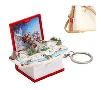 lisutupode Piccolo libro pop-up, giocattolo pieghevole per Natale, portachiavi carino, ornamenti per albero di Natale, ciondolo creativo per zaino per bambini, donne e uomini