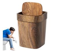 lisutupode Secchio dei rifiuti con coperchio e finitura in legno rettangolare 22,1 x 26,6 cm Cestino vintage con coperchio apribile, design moderno ed elegante per cucina, bagno, camera da letto